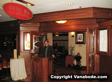 Photograph in Fitzgerald Hotel Las Vegas NV of Don B's popular Steakouse known for its aged and custom-cut steaks.