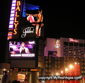 Photograph shows Bally's Hotel in Las Vegas Jubilee Theater where you can see hundreds of showgirls in the spectacular production called Jubilee.