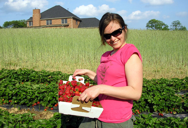 picture of yulia in strawberry field near baltimore maryland