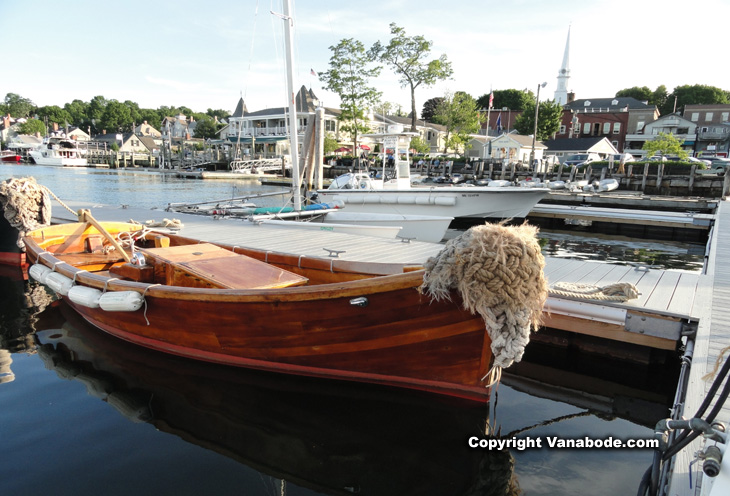 picture of town from marina dock in Camden