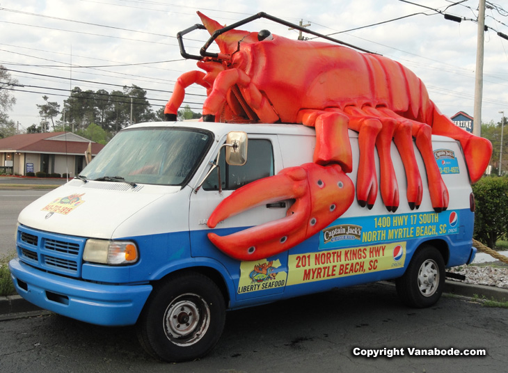 Captain Jacks awesome lobster van near North Myrtle Beach and the shaggers parade.