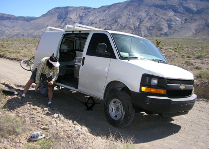 picture of tire change on road to race track