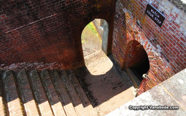 fort macon interior steps and dungeon entrance