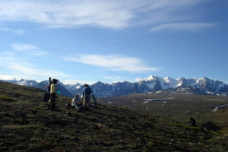 picture taken of hikers on telaquana trail in lake clark alaska