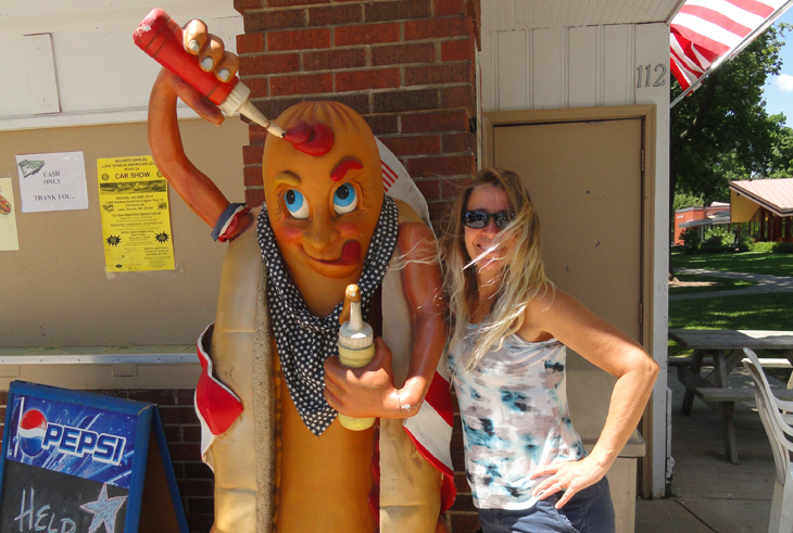 Kelly with the hotdog man