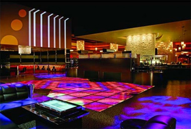 Las Vegas dance floor picture with lit club and bar.