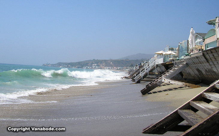 malibu beach houses at high tide picture