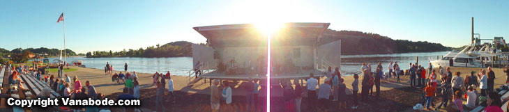 bands play waterfront before the Musical Watershow Grand Haven Michigan