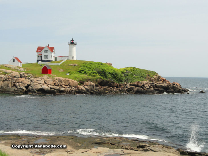 york maine's nubble lighthouse on a sunny day