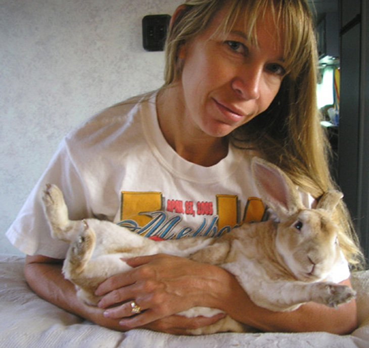 Picture of boss holding rabbit
