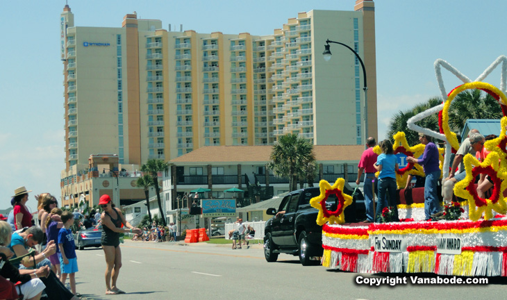 shaggers parade float and condos on the ocean