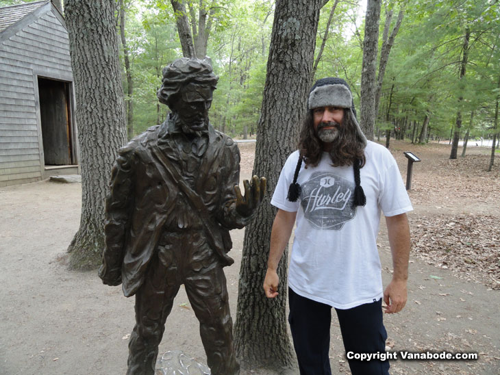 vanabode author jason odom poses in concord with henry david thoreau