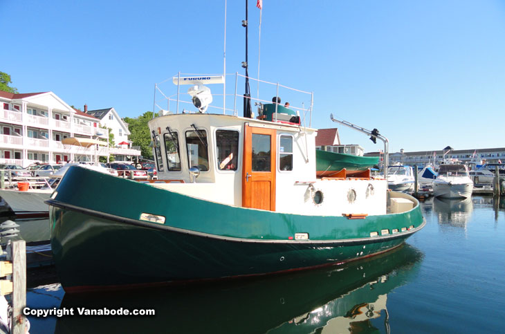 tugboat in maine's boothbay harbor