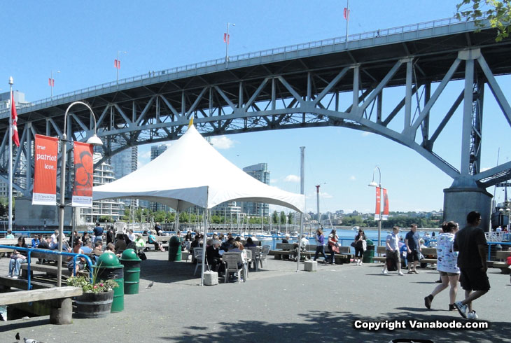 picture of granville island under bridge